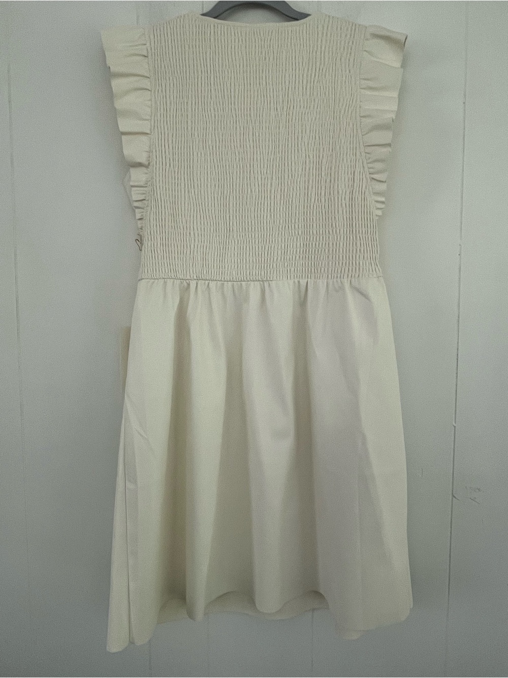New Cato Collection Limited Edition Ivory Dress Smocked Stretch Bodice Sz Large - Picture 14 of 16